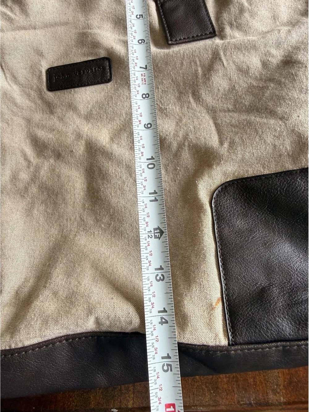 John Varvatos Large Canvas and Leather Tote Bag